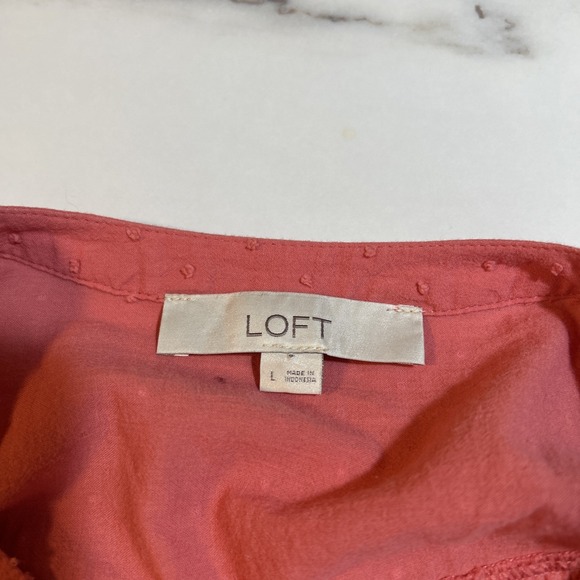 LOFT Women's Quarter Button Blouse Pink w‎ Speckles Size Large - Picture 4 of 7